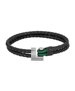 Lacoste Bracciale In Pelle Intrecciata Marrone Elegante Loch 2040149