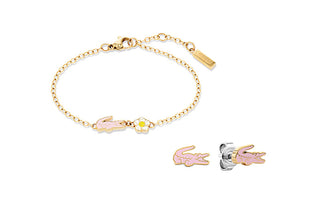 Lacoste Bellissimo Set Di Gioielli Placcati In Oro Per Ragazze (Braccialetto, Orecchini) 2070030