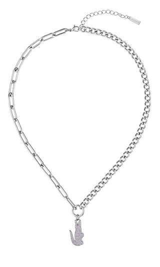 Lacoste Collana Moderna Da Donna Con Zirconi Coccodrillo 2040553
