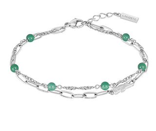 Lacoste Bracciale Da Donna In Acciaio Con Perline Verdi Deva 2040457