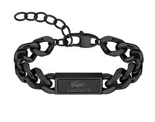 Lacoste Bracciale Uomo In Acciaio Nero Backhand 2040441