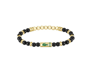 Lacoste Gold-plated beaded Bracciale with onyx Matchpoint 2040593