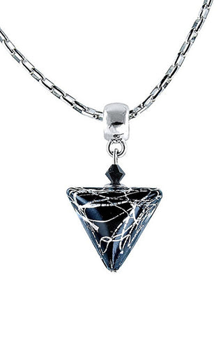Lampglas Elegante Collana Triangolare In Marmo Nero Con Argento Sterling E Perla Lampglas Nta2
