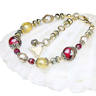 Lampglas Elegante Bracciale Del Mar Rosso Con Perle Lampglas Con Oro 24 Carati Bp25
