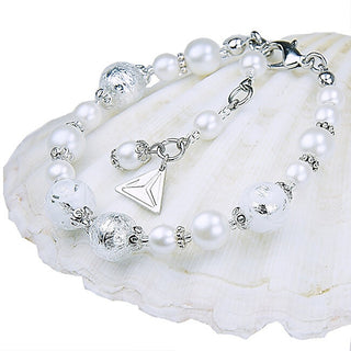 Lampglas Elegante Bracciale In Pizzo Bianco Con Perle Lampglas E Argento Puro Bp1