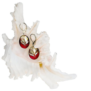 Lampglas Eleganti Orecchini Del Mar Rosso Realizzati Con Perle Lampglas E Oro 24 Carati Ep25