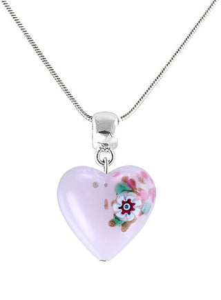 Lampglas Collana Giocosa Con Fiore Rosa E Motivo Unico In Perla Lampglas Nlh11