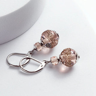 Beautiful Misty Earth Orecchini with Lampglas pearls Timeless Beauty ETB16