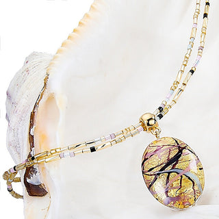 Beautiful Collana da donna Romantic Roots with Lampglas pearl with 24 carat gold NP13