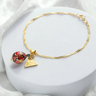 Lampglas Vermilion Nude Bracciale with 24k Gold BNM2/AG/POZ - Length: 18 cm
