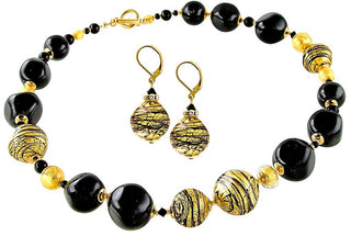 Luxury set of Gold en Tiger jewelry made of Lampglas pearls with 24 carat gold CQ5 (Collana, Orecchini)