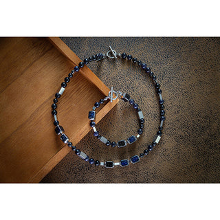 Lampglas Collier tendance Star Dust avec Perles exclusives Lampglas et Blue Goldstone Nfm15 