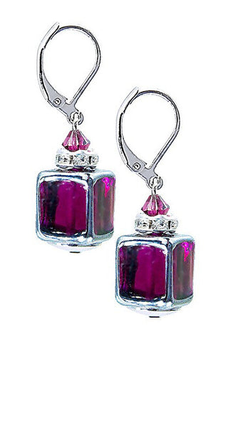 Lampglas Delicate and Juicy Raspberry Earrings Made with Pearls Lampglas Ecu32 