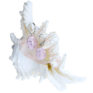 Lampglas Orecchini In Pizzo Rosa Tenero Realizzati Con Perle Lampglas E Argento Ep2 Puro