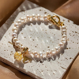 Golden Ball pearl Bracciale with 24k gold in Lampglas BTB2 pearl