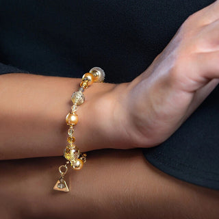 Beautiful Honey Bee Lampglas Pearl Bracciale BDP3