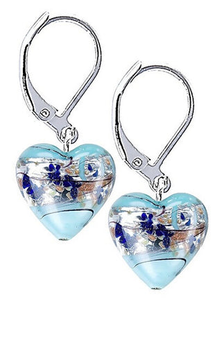 Lampglas Orecchini A Forma Di Cuore Di Ghiaccio In Argento Sterling Con Perle Di Lampglas Elh29
