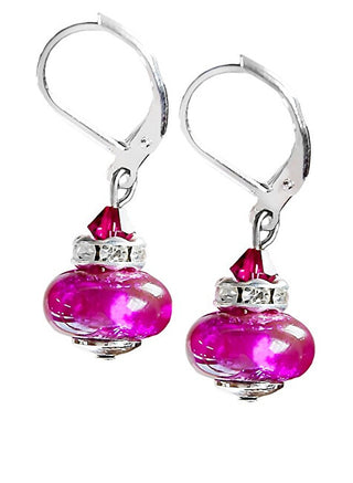 Lampglas Magnifici Orecchini Magenta Dream Con Argento Puro E Perle Lampglas Esh4