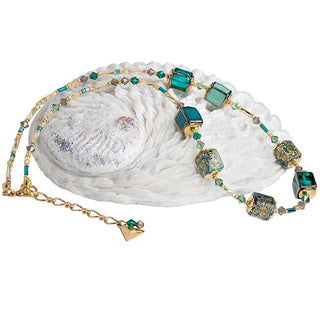 Lampglas Splendide Collier Emerald Oasis Avec Or 24K Et Perles Lampglas Ncu68 