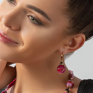 Lampglas Unique Berrylicious Gem Earrings with 24K Gold and Pearls Lampglas Ero15 