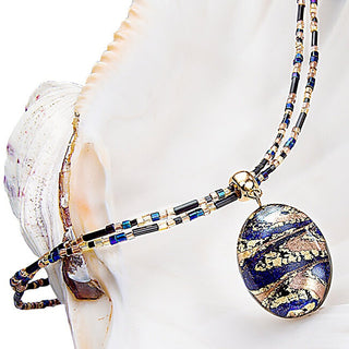 Lampglas Meravigliosa Collana Da Donna Regina Egiziana Con Perla Lampglas Con Oro 24 Carati Np28