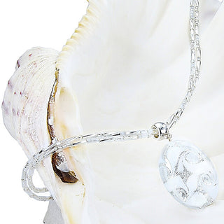 Lampglas Elegante Collana In Pizzo Bianco Con Perla Lampglas E Argento Puro Np1
