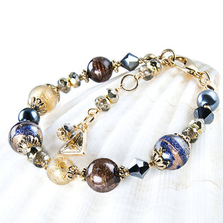 Amazing Egyptian Queen Bracciale con Lampglas pearls con 24 carat gold BP28