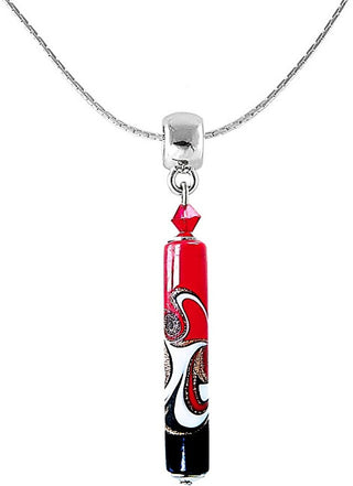 Lampglas Collar Pasional Rojo Negro Con Una Perla Única Lampglas Npr12 