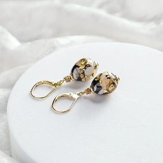 Lampglas Ivory Nude Drop Orecchini with 24k Gold ENM13/AG/POZ