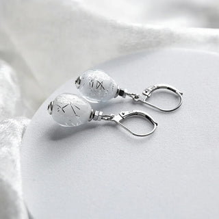 Lampglas Snow Nude dangle Orecchini con sterling silver ENM6/AG/RHO