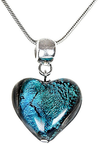Lampglas Eccezionale Collana A Forma Di Cuore Turchese Con Perla Lampglas E Argento Puro Nlh5