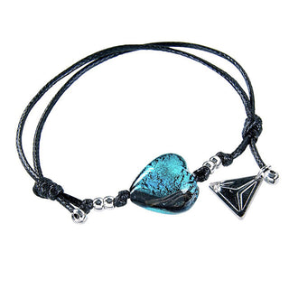 Exceptional Turquoise Heart Bracciale con pure silver in Lampglas BLH5 pearl