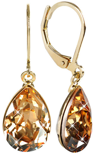 Levien Elegant gold-plated Orecchini con Pear Golden Shadow crystals
