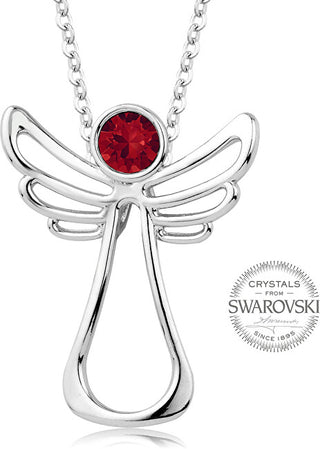 Levien Collana Con Angelo Custode In Cristallo Rosso