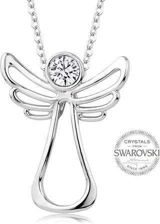 Levien Collana Con Angelo Custode In Cristallo Trasparente
