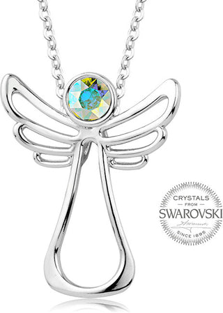 Levien Collana Con Angelo Custode In Cristallo Arcobaleno