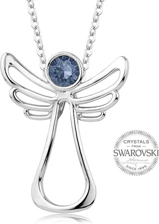 Levien Collana Di Cristallo Blu-Grigio Con Angelo Custode