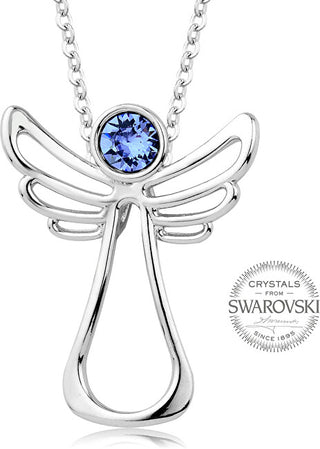 Levien Collana Di Cristallo Blu Con Angelo Custode