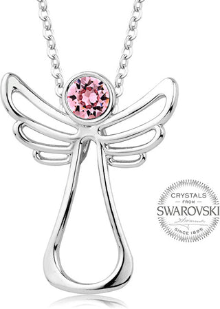 Levien Collier en cristal rose avec ange gardien 
