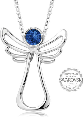 Levien Collana Di Cristallo Blu Scuro Con Angelo Custode