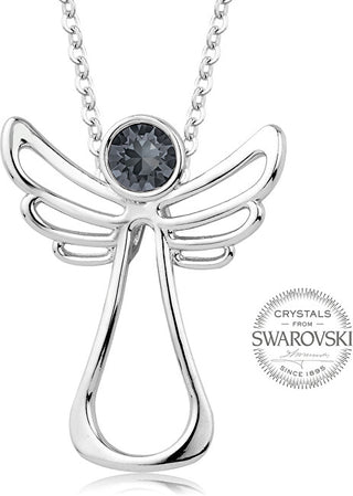 Levien Collana Con Angelo Custode In Cristallo Scuro