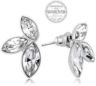 Levien Boucles d'oreilles avec trois cristaux navette transparents 