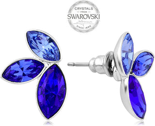 Levien Orecchini Con Tre Cristalli Navette Blu