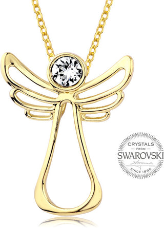 Levien Collana Di Cristallo Con Angelo Custode Placcato Oro