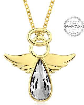 Levien Collana Placcata Oro Con Cristallo Angel Rafael