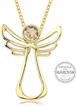 Levien Collana Placcata Oro Con Cristallo Angelo Custode