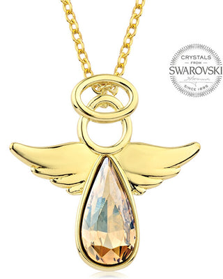 Levien Collana Placcata Oro Con Cristallo Scintillante Angel Rafael