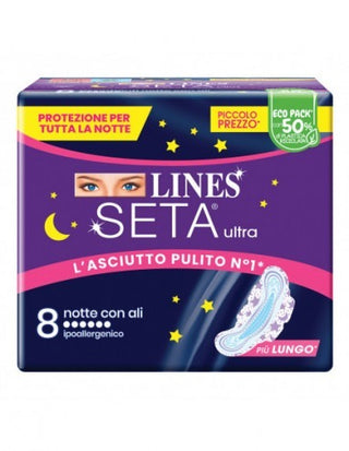 Lines Lines Seta Ultra Assorbenti Notte 8 Pezzi