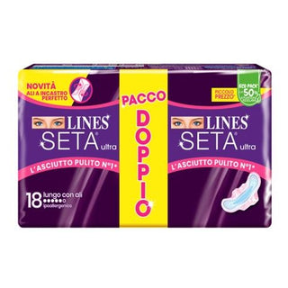 Lines Seta Ultra Lungo Con Ali 18 Pezzi — Assorbente igienico