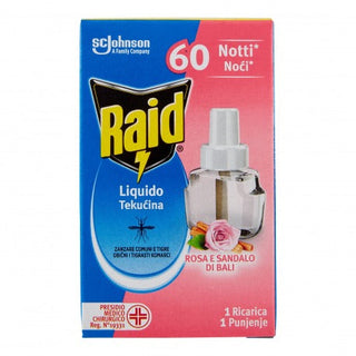 Raid Liquido Elettrico Antizanzare, Fragranza Rosa E Sandalo Di Bali, 60 Notti, Ricarica